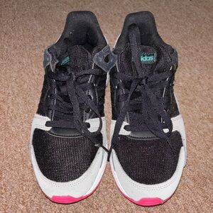 Adidas Cloudfoam Black and Pink Athletic Shoes (size 7, women)